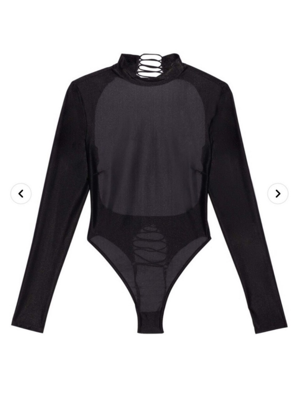 Savage X Fenty “Not Sorry” Black Long-Sleeve High Neck Cutout Bodysuit - Picture 4 of 7